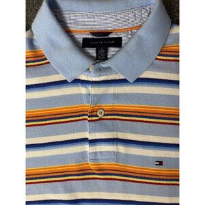 VTG Tommy Hilfiger Extra-Long Polo Shirt Men XL TALL Striped Short Sleeve Preppy